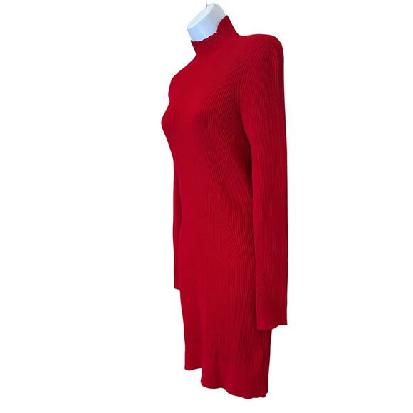 Ramy Brook Red Mini Knit Dress MEDIUM Ribbed Work Bodycon Backless Designer $400 - Picture 6 of 10